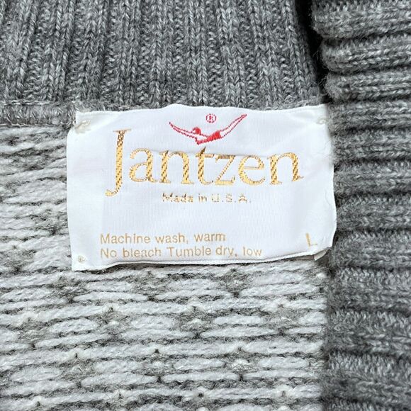 Vintage Jantzen Mens Large Knit Fair Isle Cardigan Sweater Christmas Nordic Ski - Picture 3 of 8